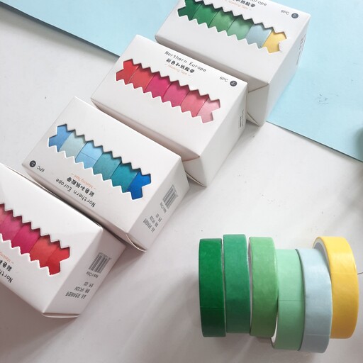 چسب نواری واشی ۶ رنگ پاستیلی