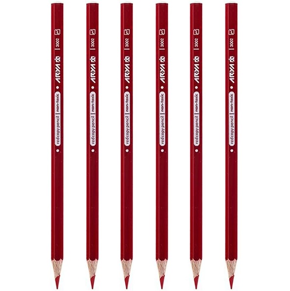 مداد قرمز آریا بسته 6 عددی