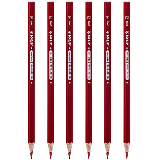 مداد قرمز آریا بسته 6 عددی